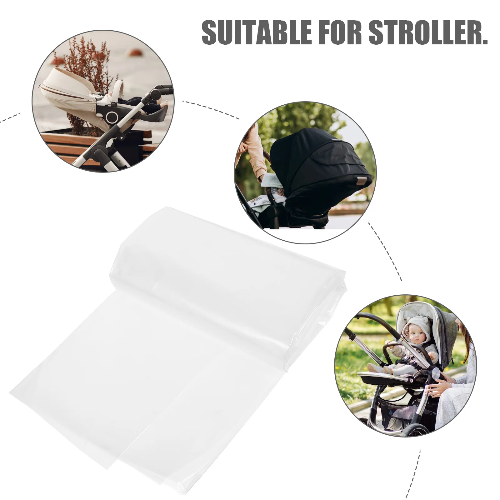 Cubierta antipolvo para cochecito, protección contra la lluvia para bebé, accesorios, cubierta impermeable transparente mediana, cochecito