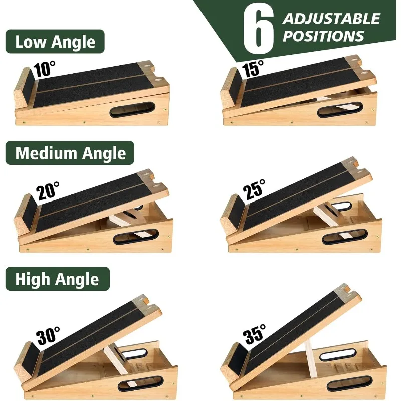 Natural Adjustable Bamboo Foot Stretch Incline Wooden Calf Stretcher Inclined Plate Stretch