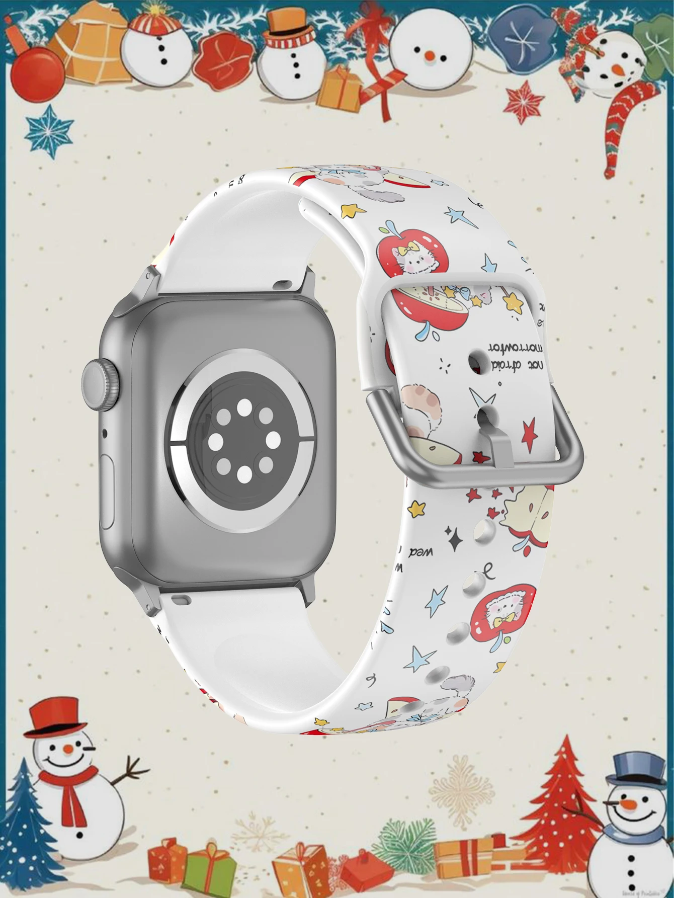 الكرتون التفاح الأحمر القطط لطيف ل سوار ساعة يد آبل 45 مللي متر 44 40 41 38 42 مللي متر سوار iWatch سلسلة 7 6 3 se 8 9 10 11 الترا 3 49 مللي متر #2