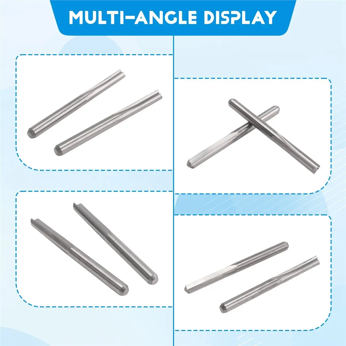 #46A 10Pcs 2 Flute Cnc Router Bits 3.175Mm Milling Cutter for Wood Plastic,2 Flute Cnc Router Bits,(Metal)
