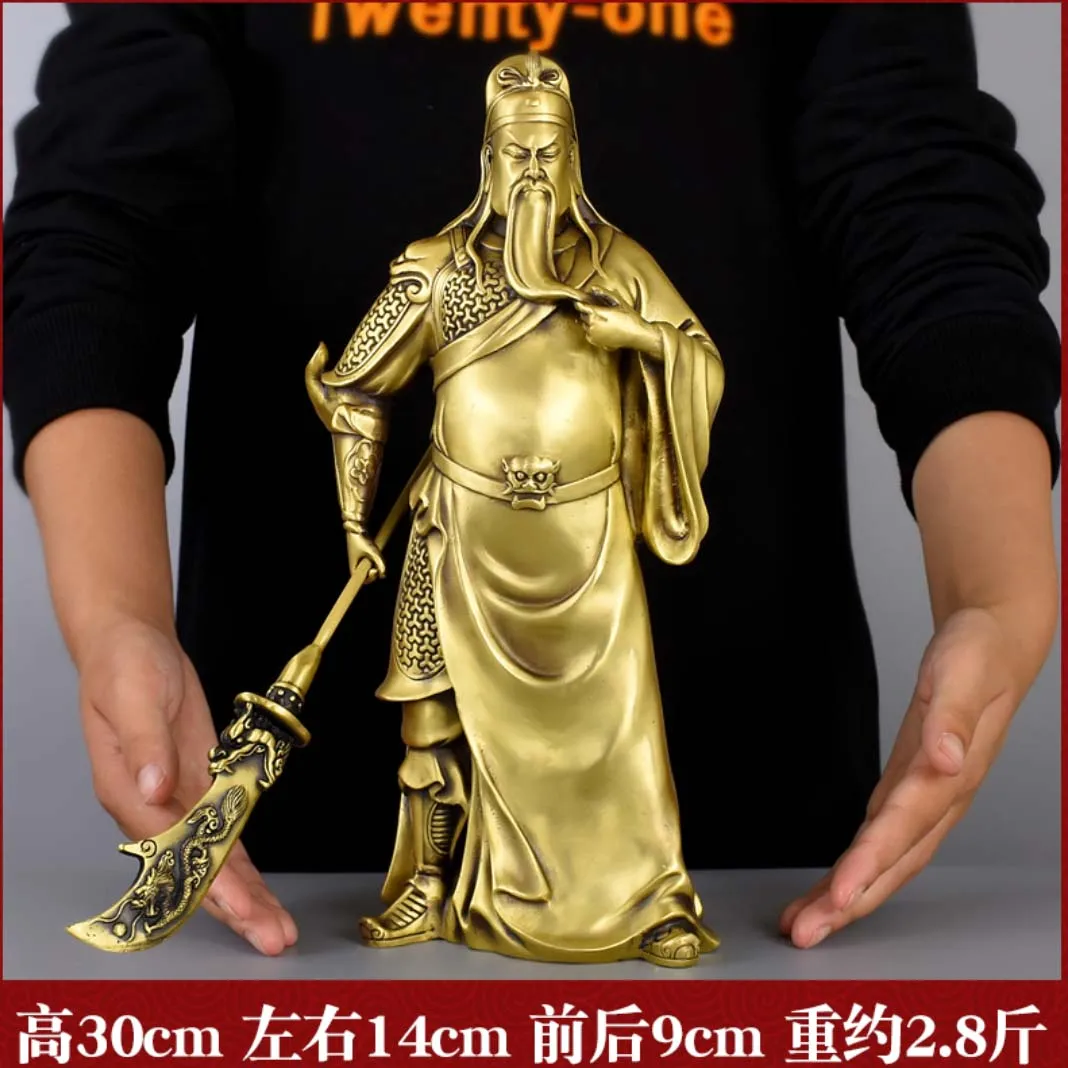 30CM large Asia home company GOOD LUCK COPPER GUAN GONG fortune god Jambhala Mammon Shrine altar Worship MONEY GOD statue