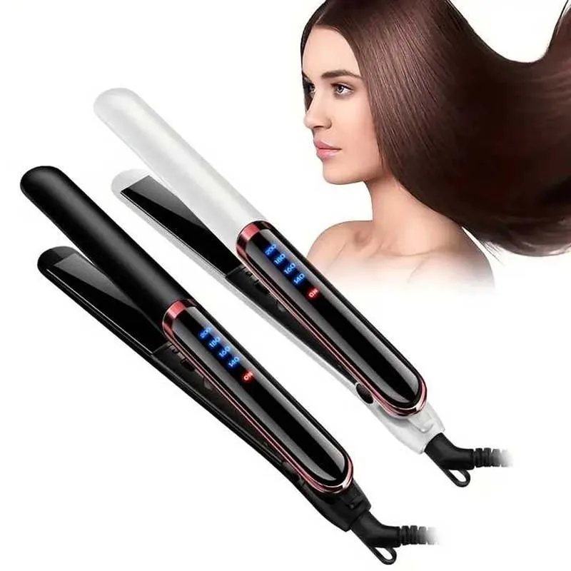 Rapid-Heat Led Display Multifunctional Electric Straightener And Curler Negative Ion Salon Professional Hair Straightener