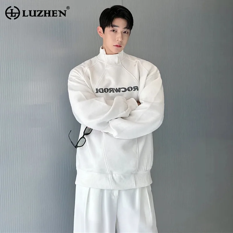 LUZHEN Plain Lapel 2026 Stylish Spring Design New Printed Sweatshirts Original New Trendy Sport High Quality Men's Tops JY8241
