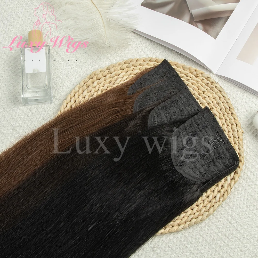 Clip in Human Hair Ponytail Extensions Real Human Hair Wrap Around Hairpiece Natural Black Brown Blonde Clip ins High Ponytail
