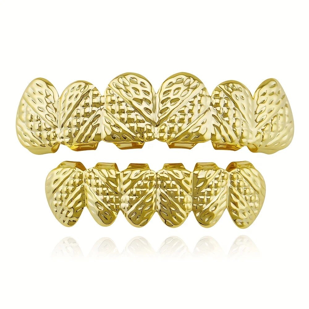 Hip-Hop Teeth Gold-Plated Concave Convex Twill Retainer Easter Halloween Costume Ball Teeth Jewelry