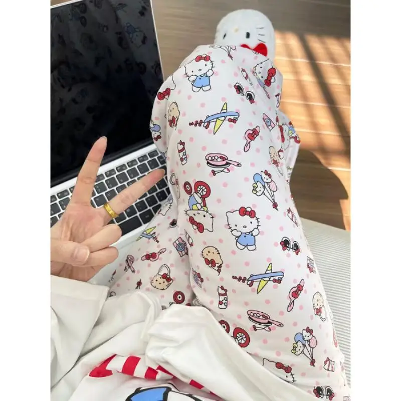 

Kawaii Hello Kitty Girls Trousers Pajama Pants Sanrio Summer Soft Casual Loose Student Cute Cartoon Walk Pants Home Pajama Pants