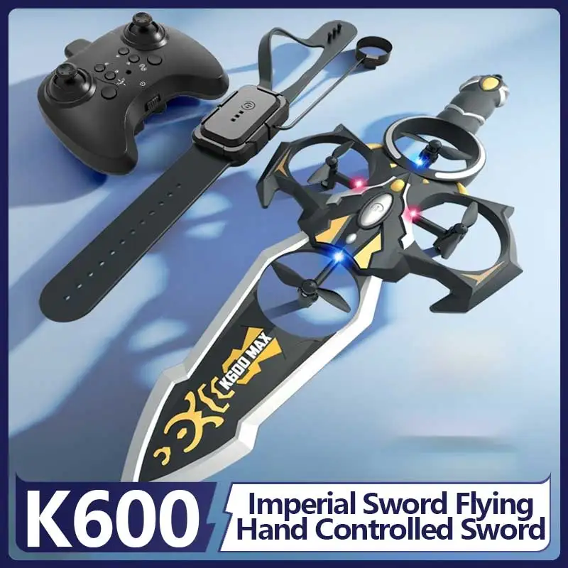K600 Max Gesture Sensing Hand Controlled Flying Sword Drone 2.4g Dual Remote Control Watch And Handle Rc Toy For Kids Boys
