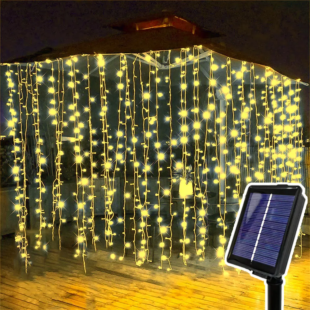 

Solar Fairy Curtain String Light Garden Decor Garland Festoon Room Decoration Christmas Wedding LED 3M/6M Outdoor Holiday Light