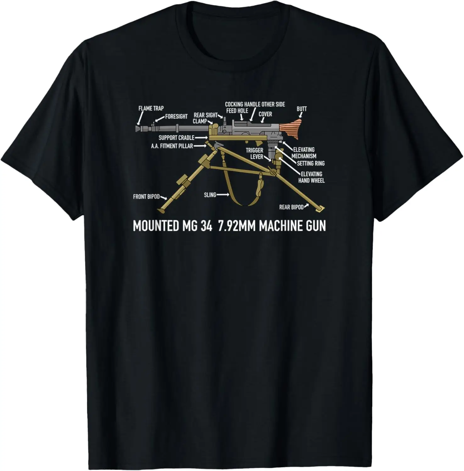 

MG 34 German WW2 Machine Gun Tripod Men T-Shirt Short Sleeve Casual 100% Cotton T Shirt
