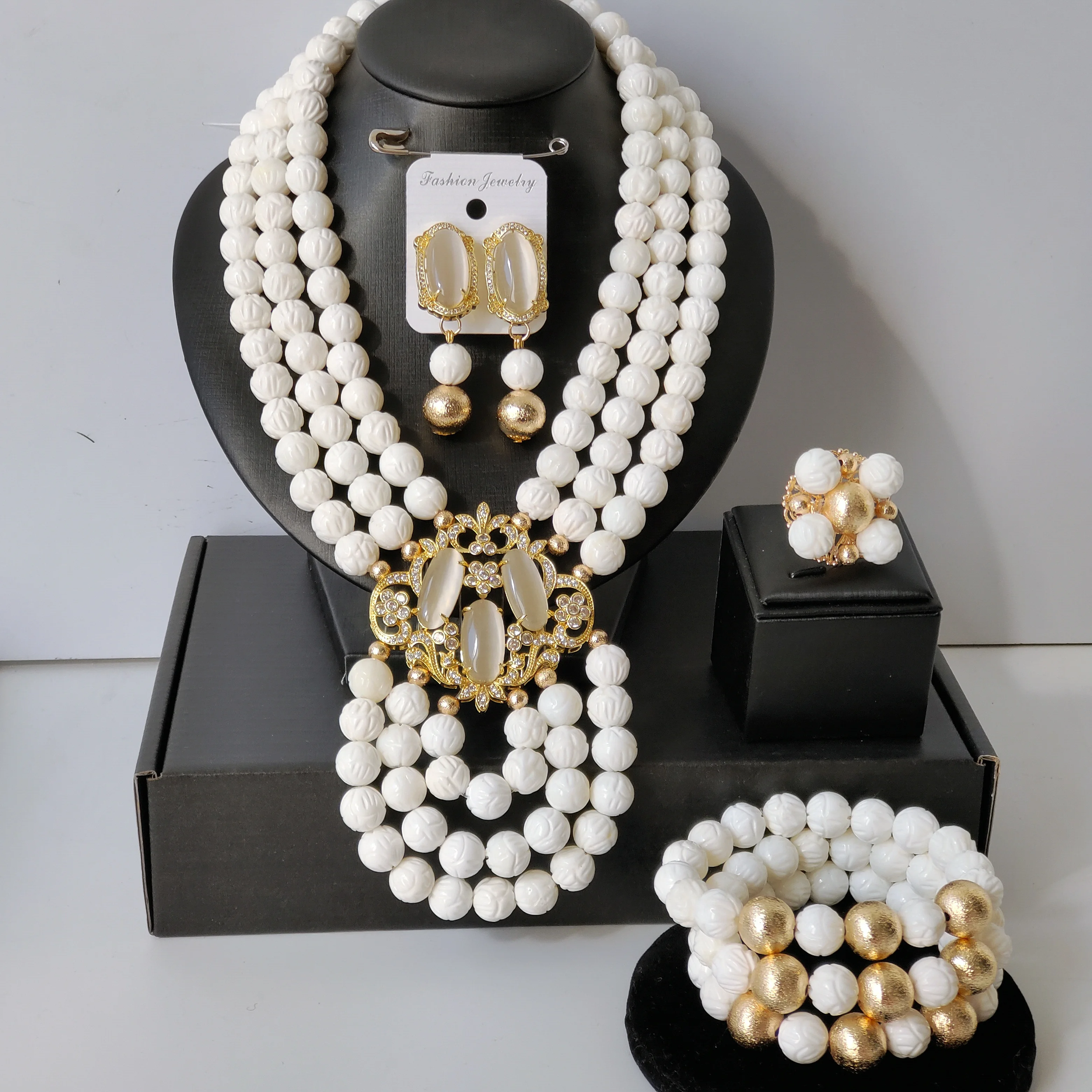 

White Beads Jewelry Set Nigerian Wedding Jewelry