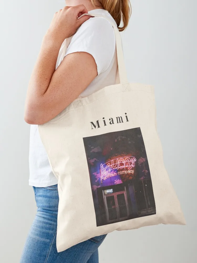 Neon Lights in Little Havana, Miami Print Tote Bag large tote bag Women bags Women's shopping bag