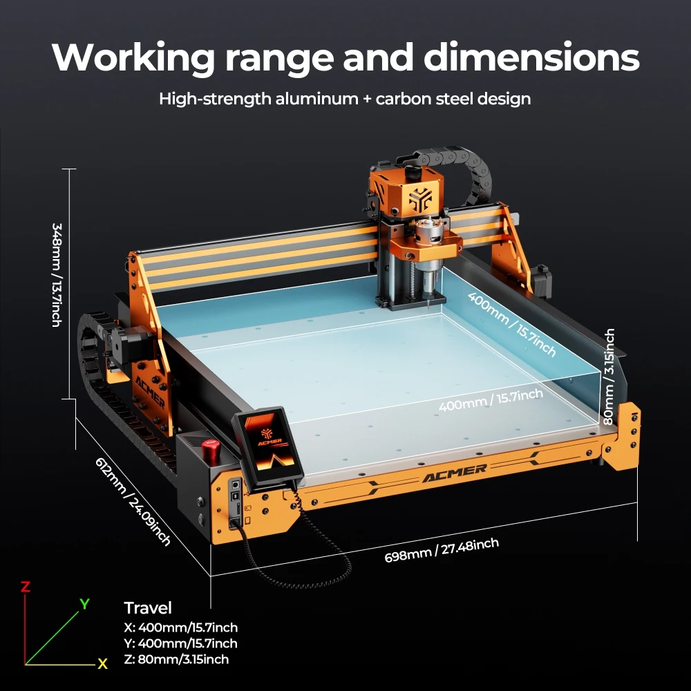 ACMER Ascarva 4S CNC Milling Router Machine Woodworking Engraving Machine 3-Axis 400x400mm For Carving Plastic Wood Acrylic - view 3