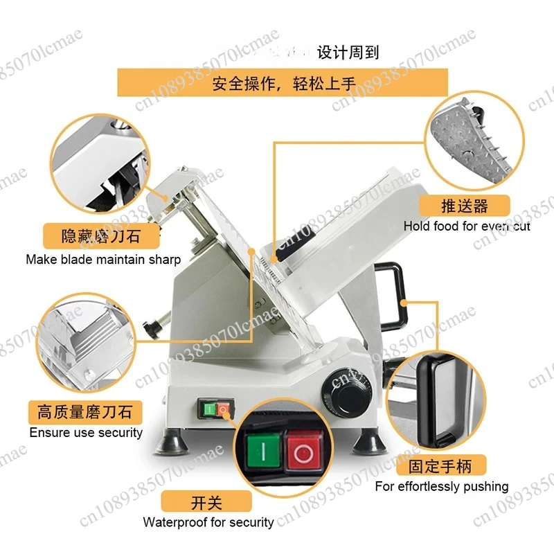 New JK220A 180W 110V/230V Aluminum Alloy Multi-Functional Semi-Automatic Adjustable Thickness Removable Blade Meat Slicer