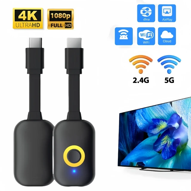 4K TV Stick kompatybilny z HDMI odbiornik wideo lustrzanie ekranu bezprzewodowy 2.4G/5G 1080P Wifi wyświetlacz Dongle Adapter do projektora telewizyjnego