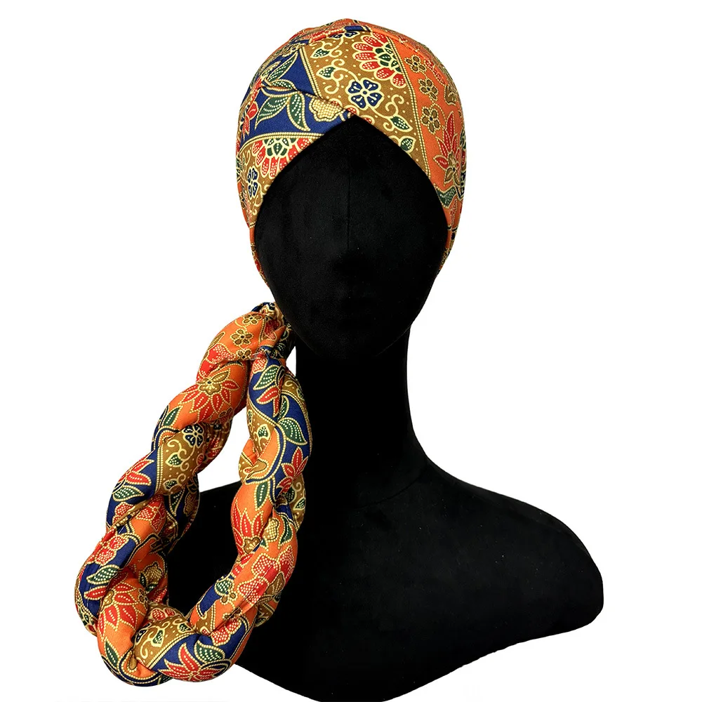 Afrikanische Headtie Motorhaube Hut Turban für Frauen Muslimischen Kopf Wrap Nigerian Schal Geflecht Hijab Femme Chemo Caps Abdeckung – Detail 7