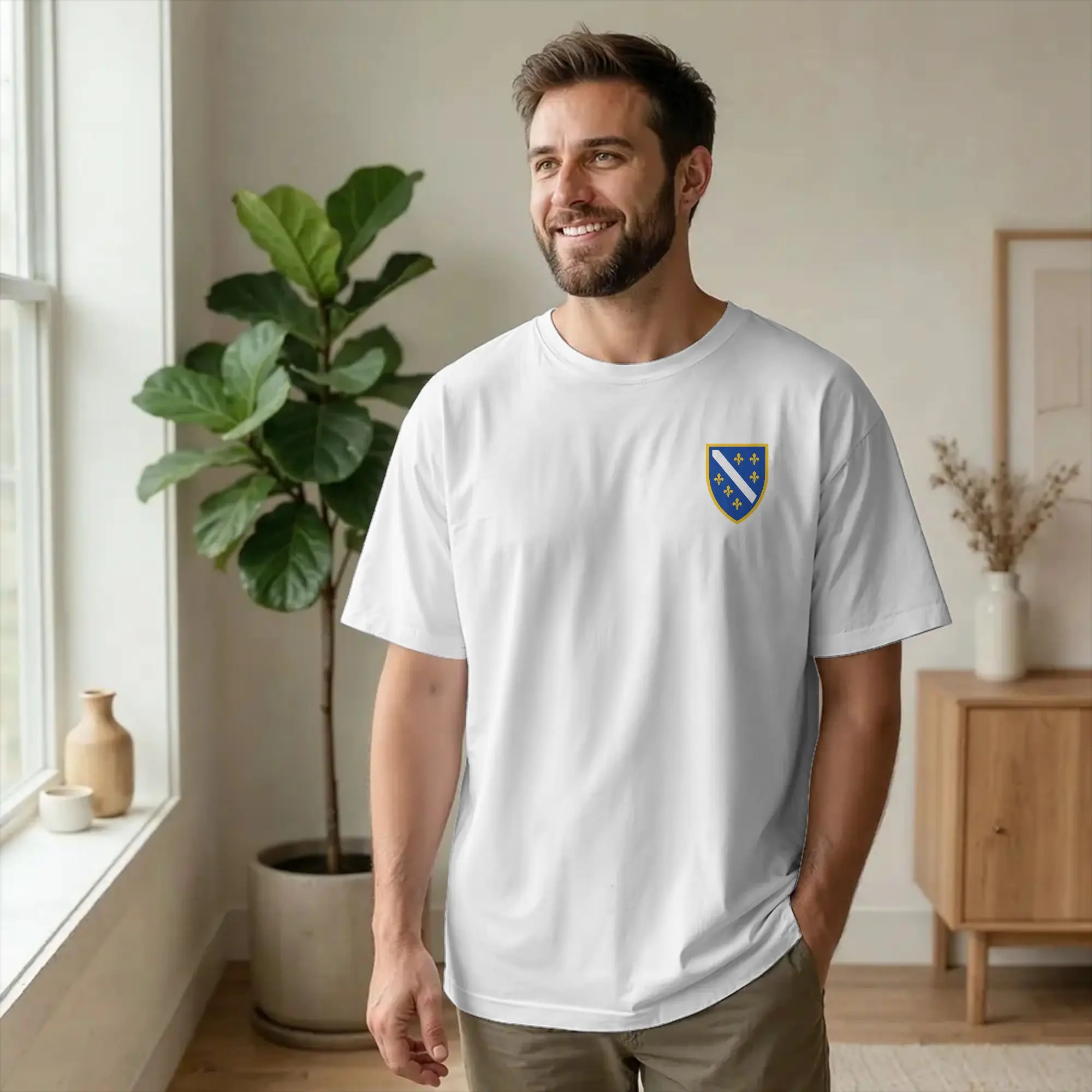 BiH Shield Bosnia and Herzegovina T Shirts for Men Cotton Vintage T-Shirt Round Neck Bosnian Flag Tee Short Sleeve Tops Unique