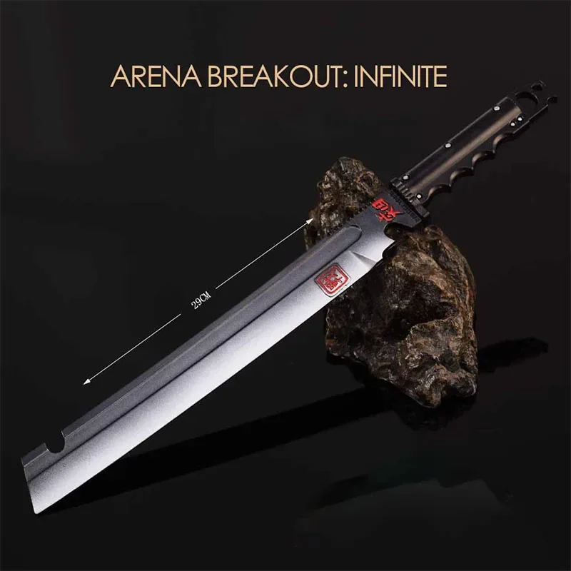 30cm Black Broadsword Arena Breakout Game Peripherals Weapon Model All Metal Knife Sword Keychain Cosplay Ornaments Collections