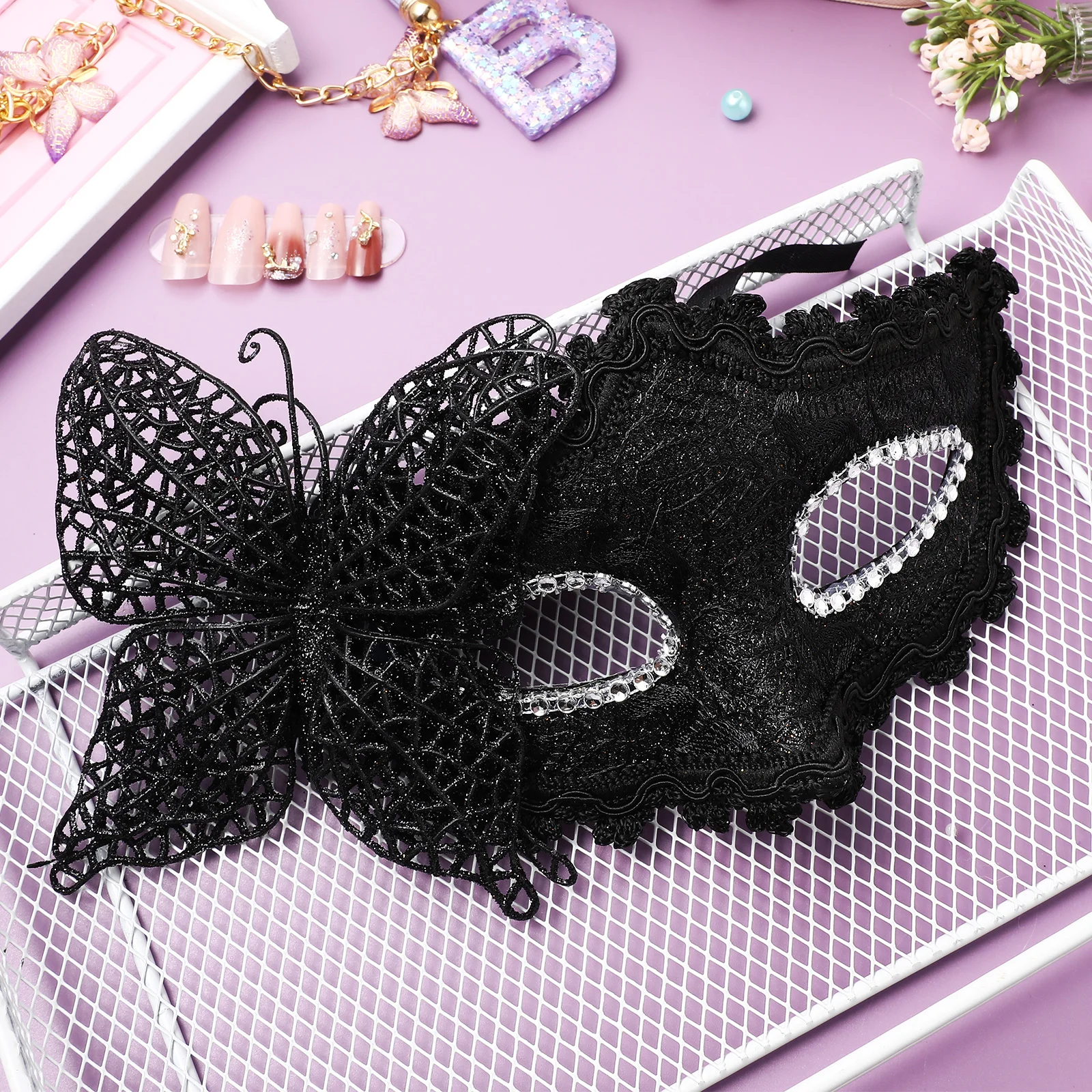 Masque de mascarade en plastique, belles masques pour femmes, accessoires de Costume de bal papillon, boule de carnaval, masques décoratifs pour les yeux en dentelle, jouet