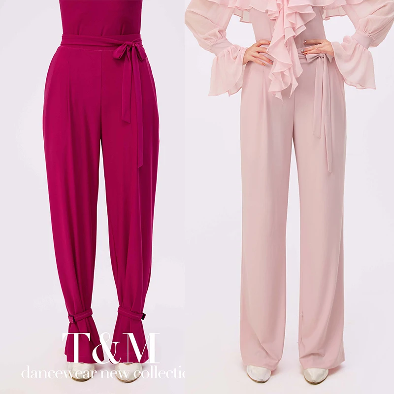 

Брюки для латиноамериканских танцев для женщин, одежда для занятий ча-ча-ча, вальсом, сальсой, розовые, красные, для взрослых