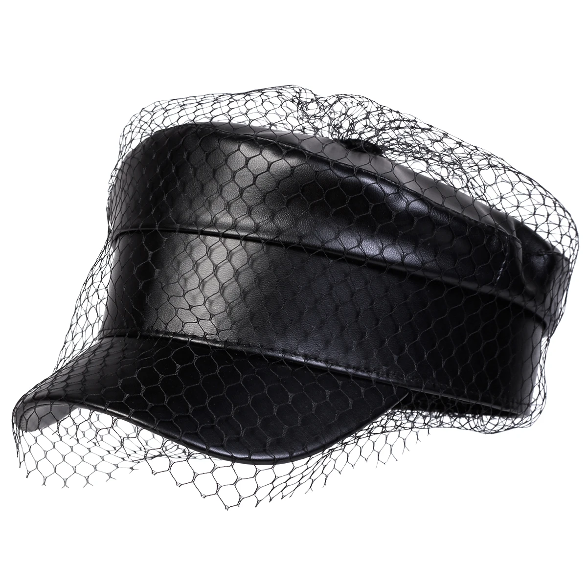 Unisex Nieten-Schnallen-Lederhut Frühling Herbst Matrosenhüte Schwarze Baskenmütze Herren Flacher Kapitänsmütze Militärkappe – Detail 11