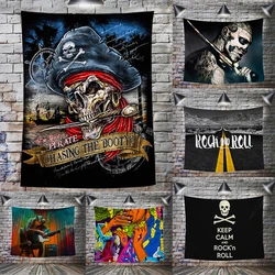 Rock Music Skull Poster Hanging Flag Banner Home Decoration Wall Art 4 Gromments In Corners 3*5FT 90*150CM