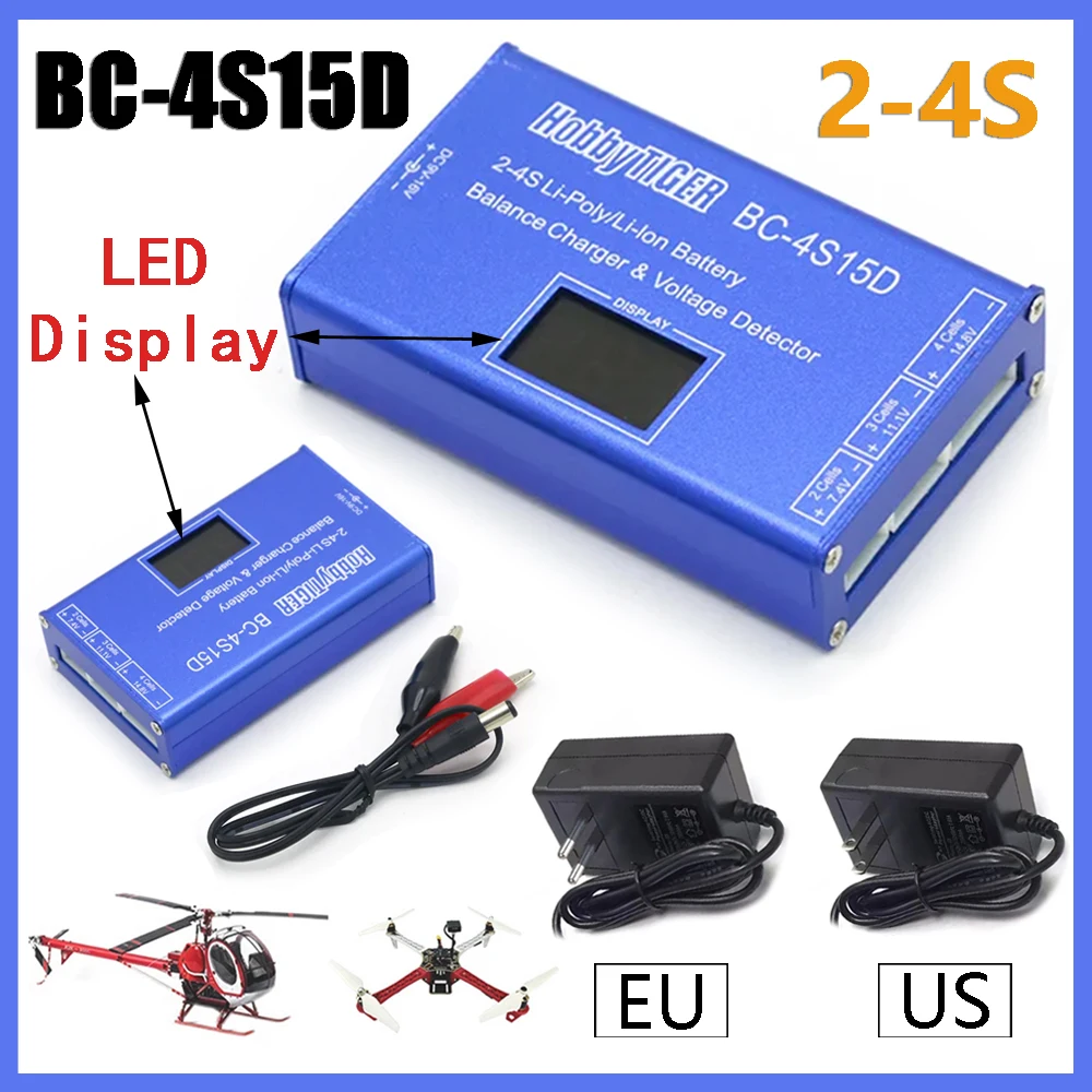 

BC-4S15D 2-4S аккумулятор Lipo Li-Ion балансное зарядное устройство и детектор напряжения 9-16 В постоянного тока ЖК-цифровой дисплей для RC FPV Drone Quadcopter