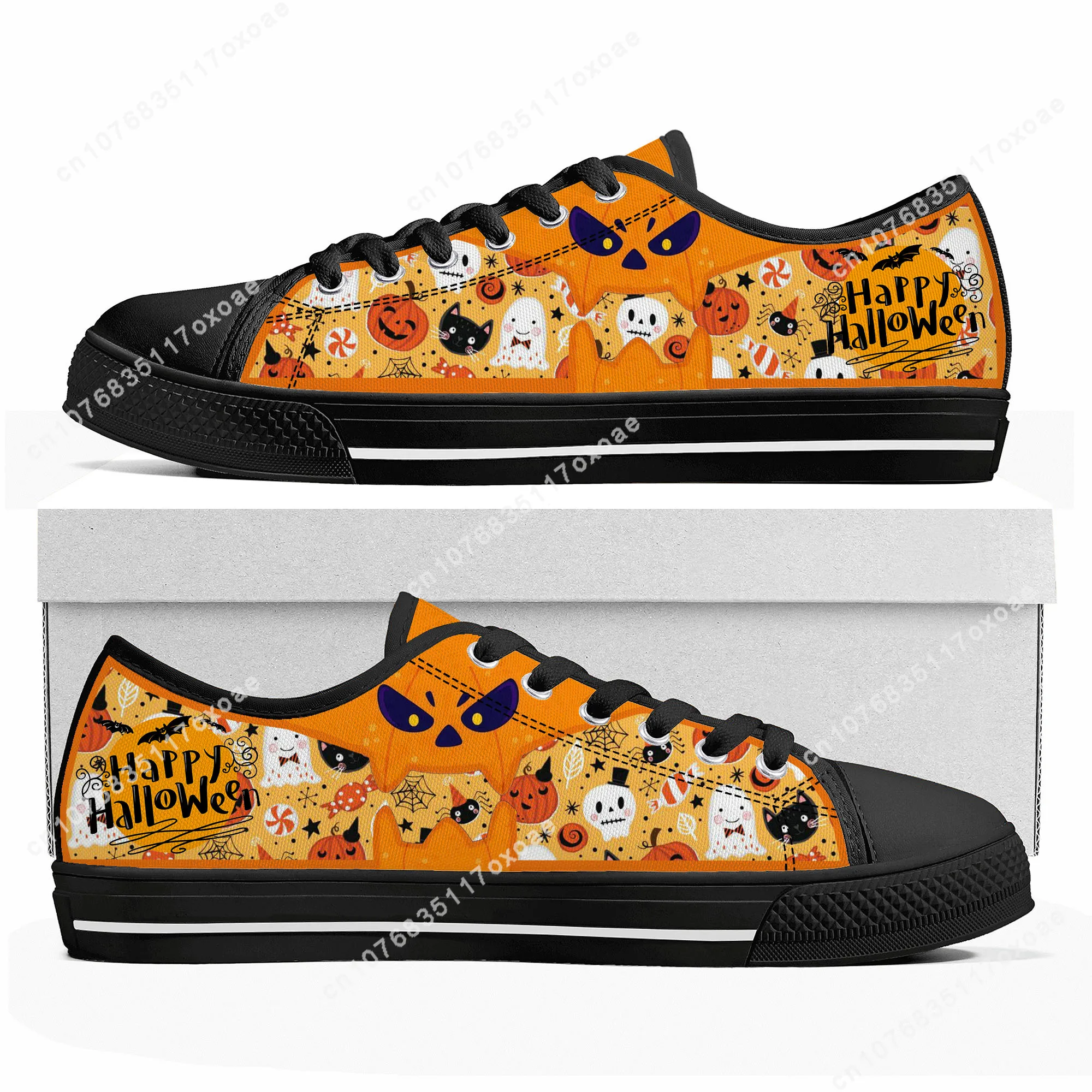 

Halloween Gift Low Top Sneakers Mens Womens Teenager High Quality Spooky Lantern Pumpkin Canvas Sneaker Casual Shoes Custom Shoe