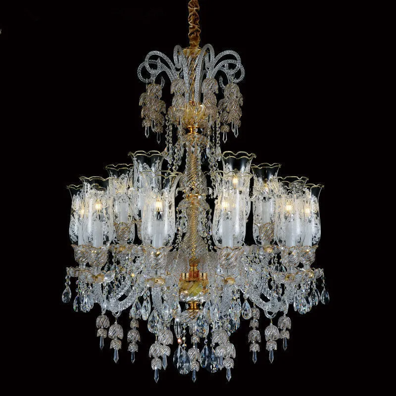 Led Chandeliers Living Room Crystal Lamp Modern Restaurant Bedroom Study Candle Light Glass Fixture Lamps Long Chandelier Zg834