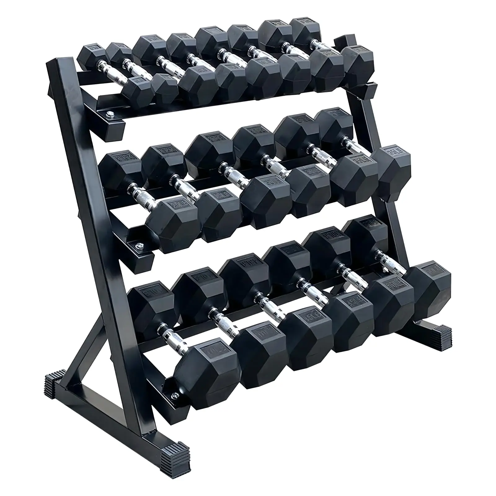 350/450/550 lbs Hex Weight Dumbbells Sets with Rack Rubber Gym Equipment Coated Dumbbell Free Weights Set for Home