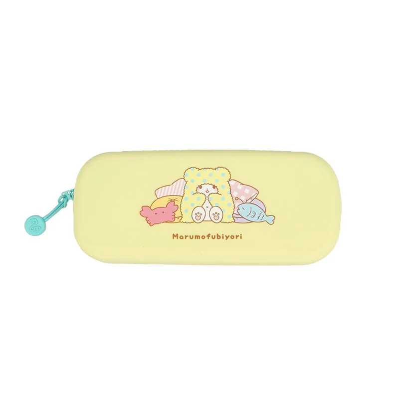 Cute Marumofubiyori Pencil Case Pouch Silica Gel Anime Bear Kawaii School Pencil Cases for Girls Kids Pen Bag Storage Organizer