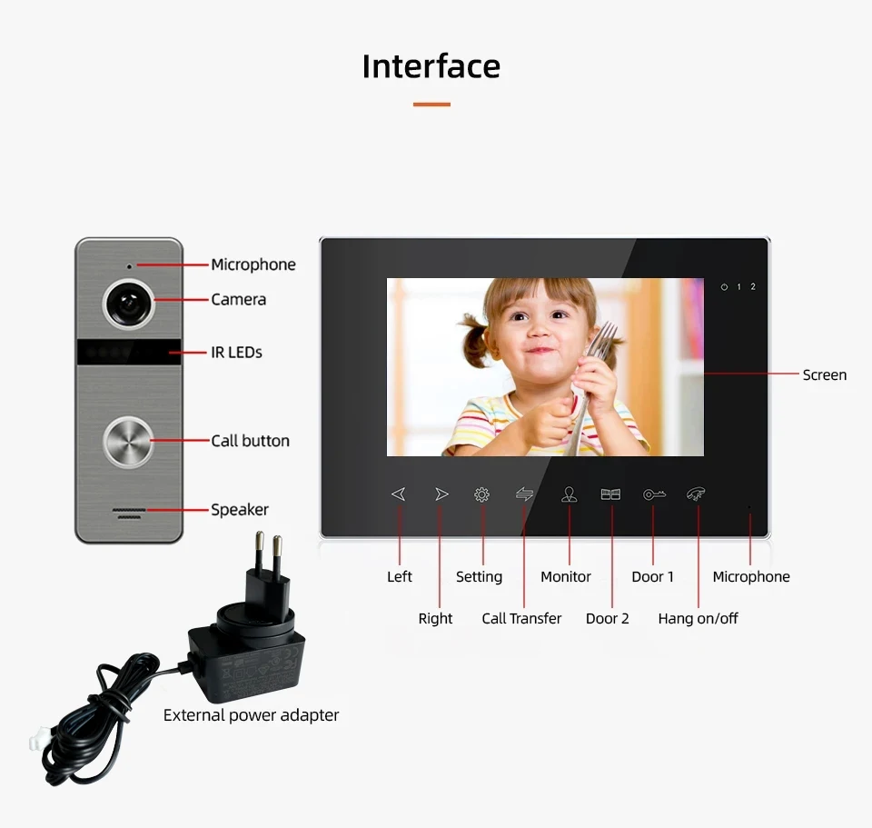 Videocitofono cablato 1080P sistema Tuya 7 pollici videocitofono campanello controllo del monitoraggio del telefono visione notturna per Villa Home