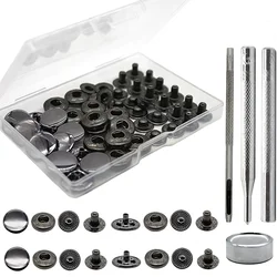 12 Sets Premium brass Leather Snap Fasteners Kit, 15mm Metal Snap Buttons Kit Press Studs Leather Rivets and Snaps for Clothing