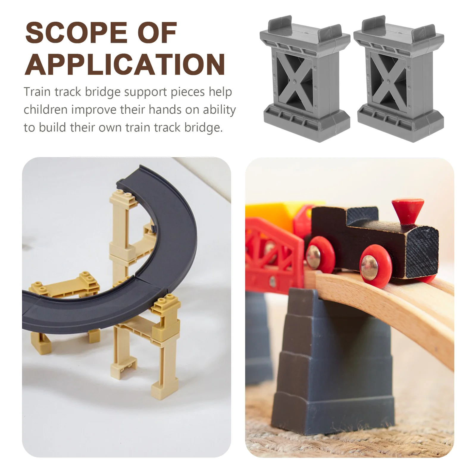 6 Pcs Train Pier Wooden Track Support Risers Bridge Connector Supports Plastic Accessories Child Toy