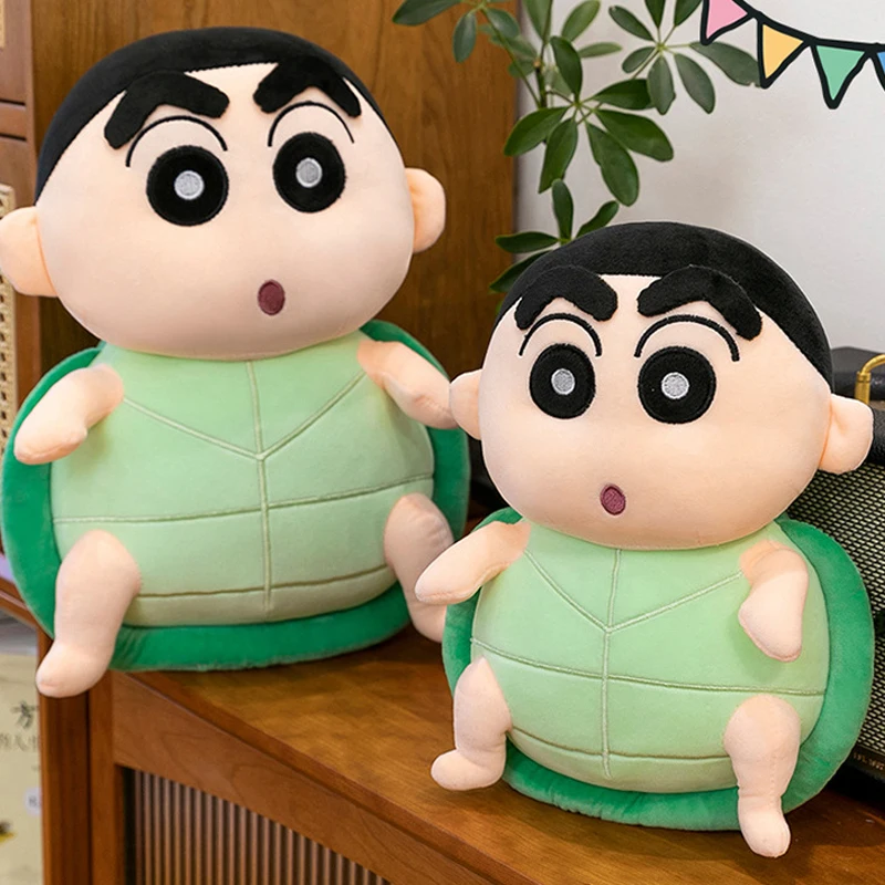 30-75cm Crayon Shin-chan Plush Toys Cartoon Green Plushie Anime Birthday Pillow Tortoise Doll Stuffed Gift for Childrens Xmas