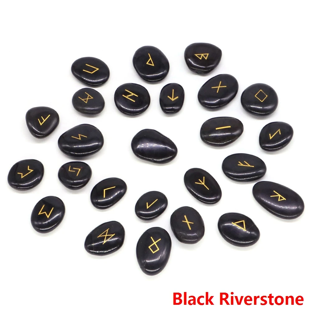 Runes Stones 25Pcs/Set Natural Irregular Tumbled Gems Energy Quartz Healing Crystals Chakra Divination Witchcraft Wicca Supplies