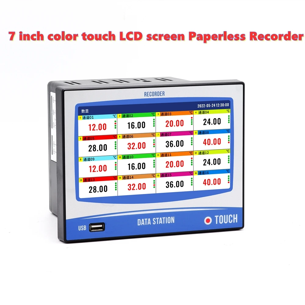 7 inch Smart Data Logger Multichannel Digital Paperless Recorder Temperature Recorder