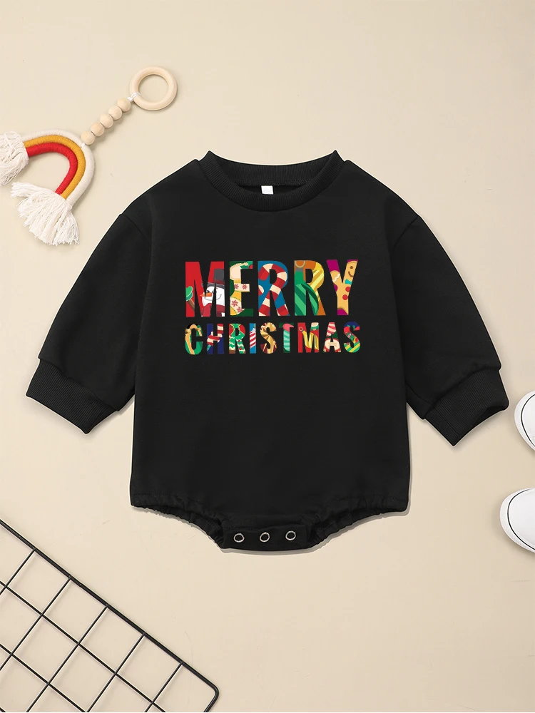 Merry Christmas Long Sleeve Newborn Boy Girl Clothes Aesthetic Harajuku Fashion Toddler Jumpsuit Xmas Gift Home Cozy Baby Onesie