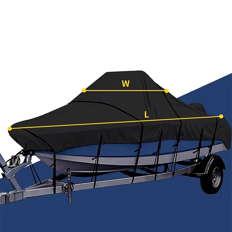 Professional FK 800D Heavy-Duty Waterproof Oxford Polyester Blue Sunscreen/Dustproof 18'-20' V-Shaped Hull Towable Boat Cover