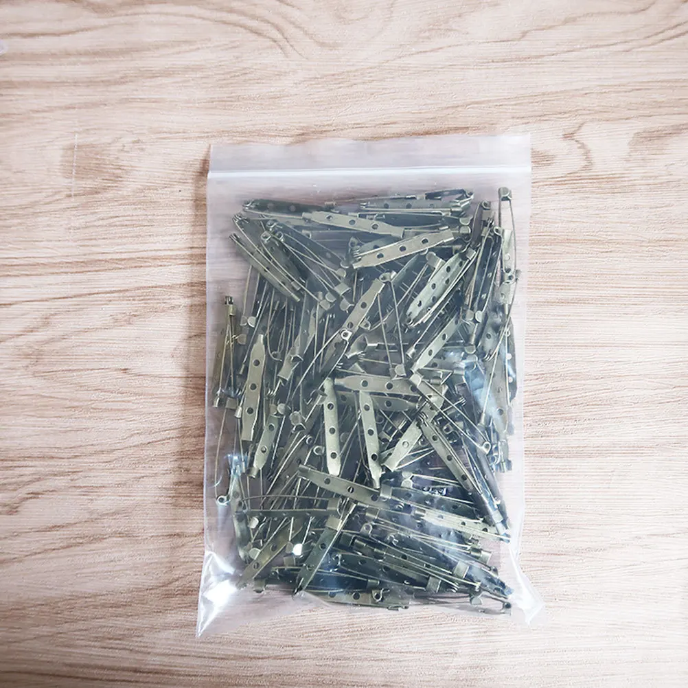 

200pcs 3.5Cm Safety Brooch Pins Bronze Alloy Hard Wear-Resistant Pin Backs For Diy Craft Jewelry Making Corsage Name Badges