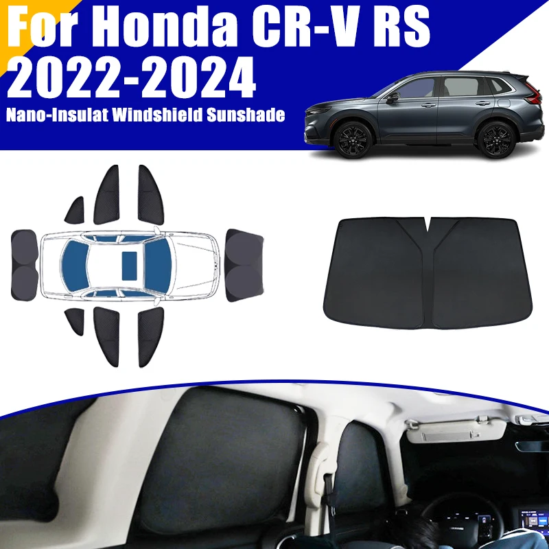 

Full Coverage Sunshade For Honda CRV CR-V CR V 2022-2024 RS Breeze Car Accessories Windows Visor Privacy Covers Black Foldable