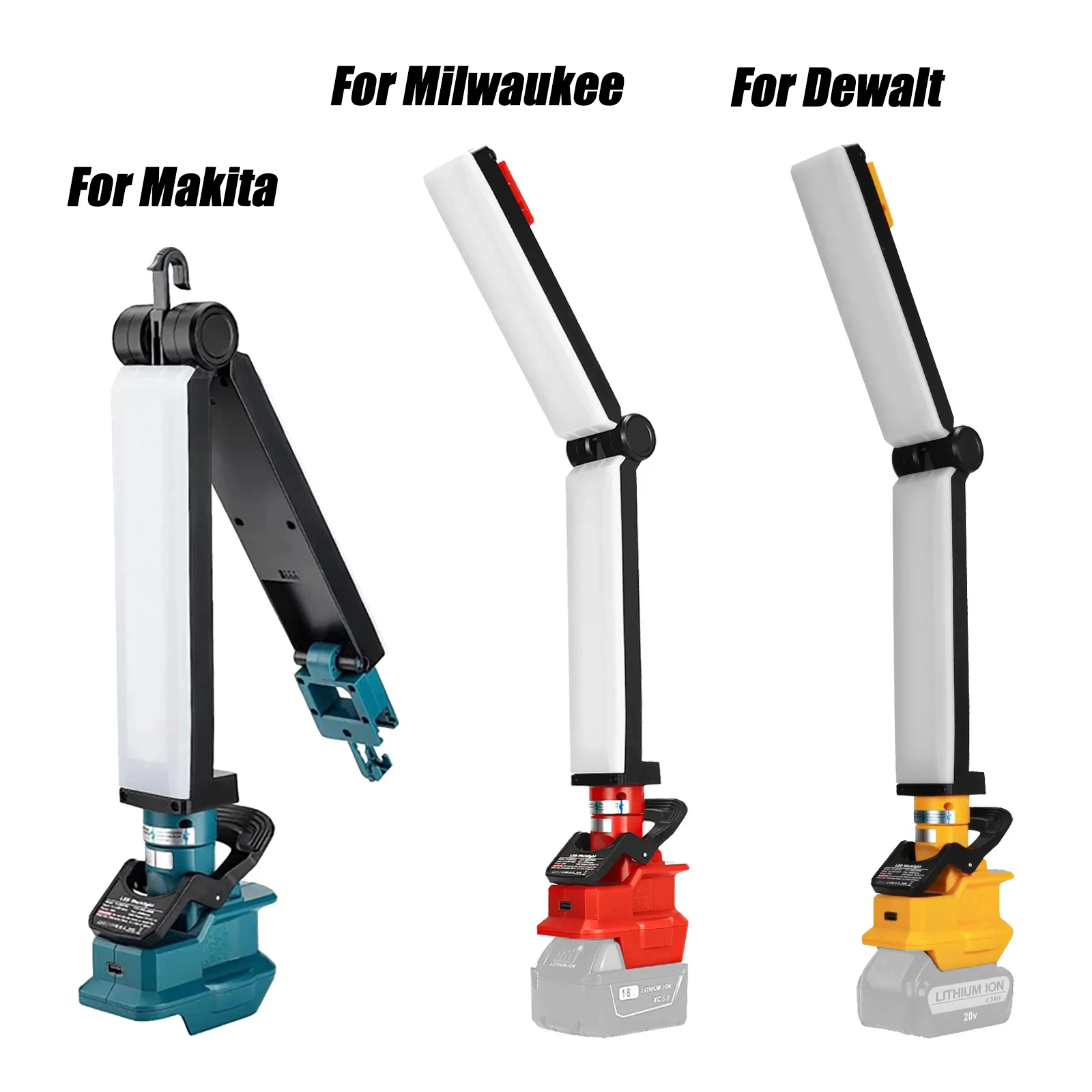 30W 2400LM LED Work Light Portable Lamp Camping Light Outdoor Flashlight for Dewalt/Milwaukee/Makita 18V Li-ion Battery