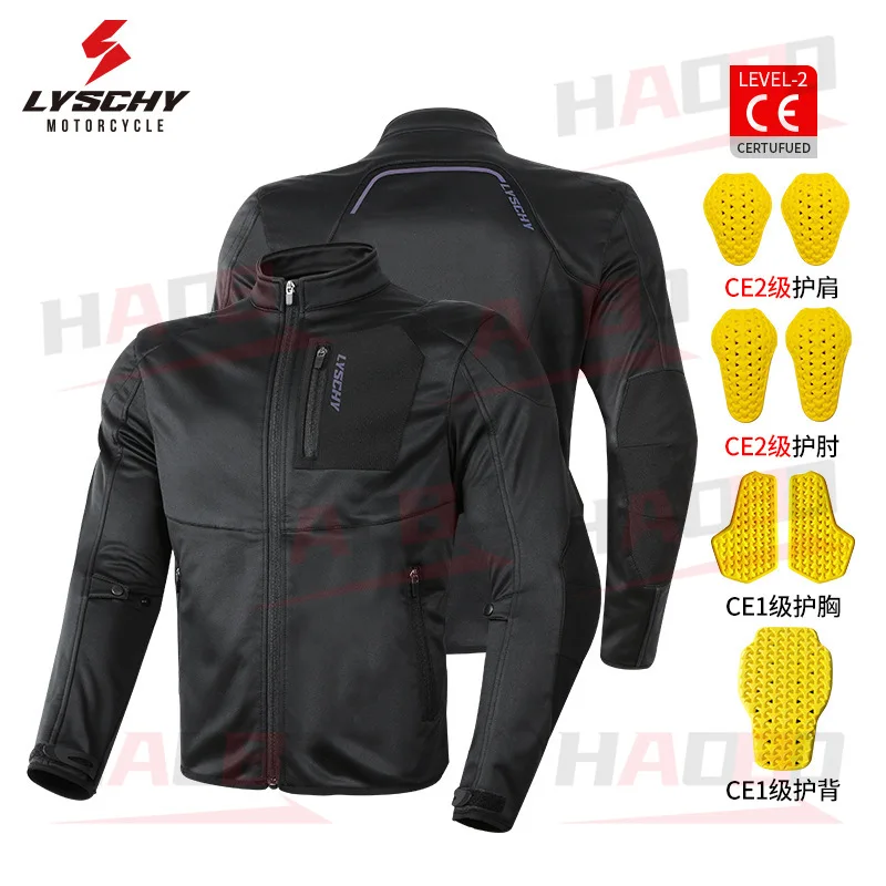 LYSCHY Waterproof Windproof Motorcycle Armor Jacket Summer Breathable Motorbike Body Armor Soft Jacket CE2 Protective Gear