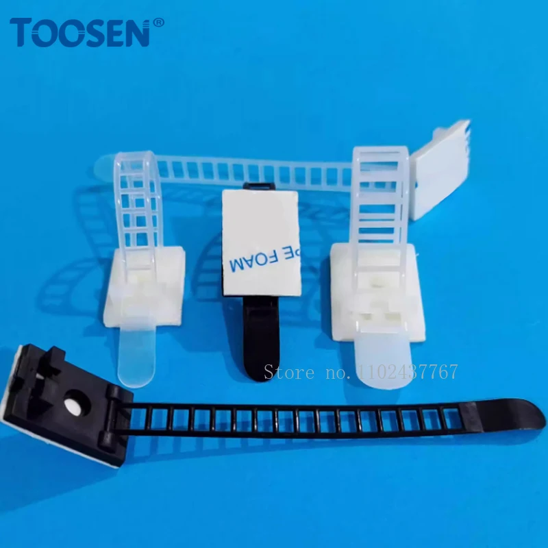 Self-Adhesive Cable Tie Desk/Wall Adjustable Wire Management Clips White/Black Power Cord Car Organizer Clamp CL-1 CL-2 CL-3