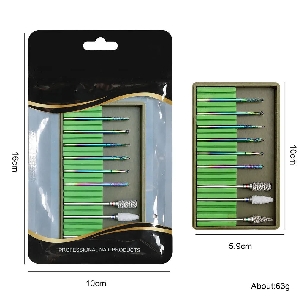 Kit di punte per trapano per unghie in lega di acciaio al tungsteno per rimuovere la cuticola Strumento per testa di molatura per nail art Strumento per lucidare le unghie in ceramica