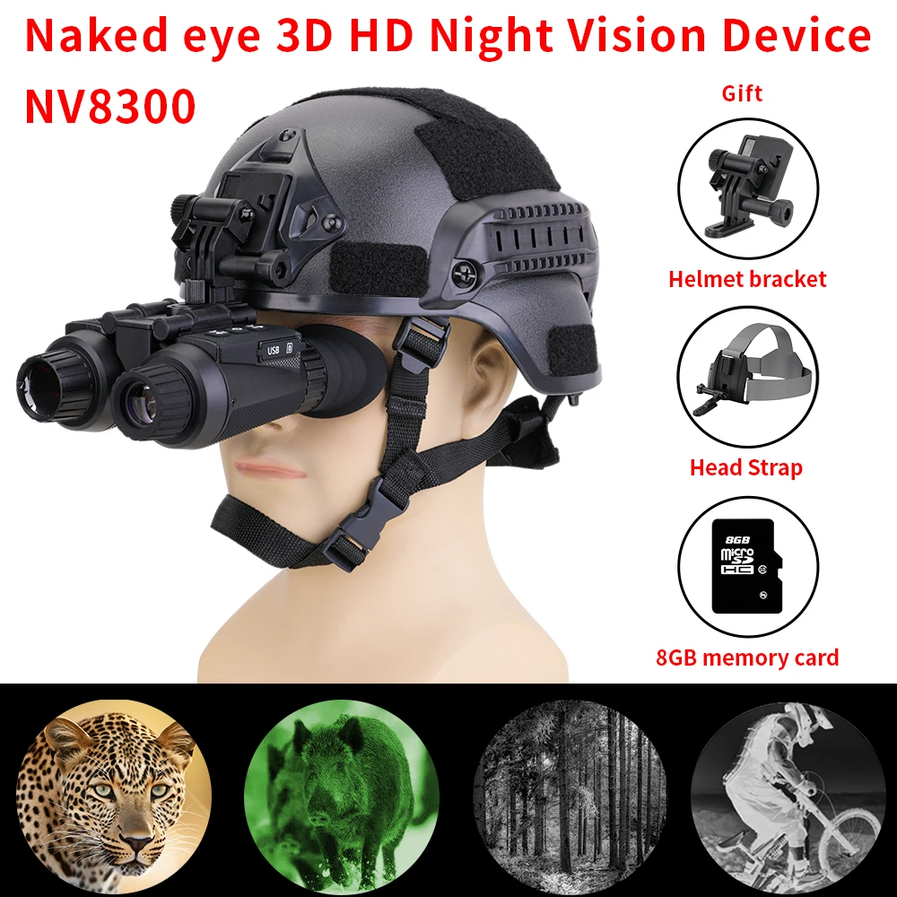 

NV8300 NV8000 Head Mount Binocular Telescope 8X Digital Zoom 4K UHD Built-in Battery 7levels IR Helment Night Vision for Hunting