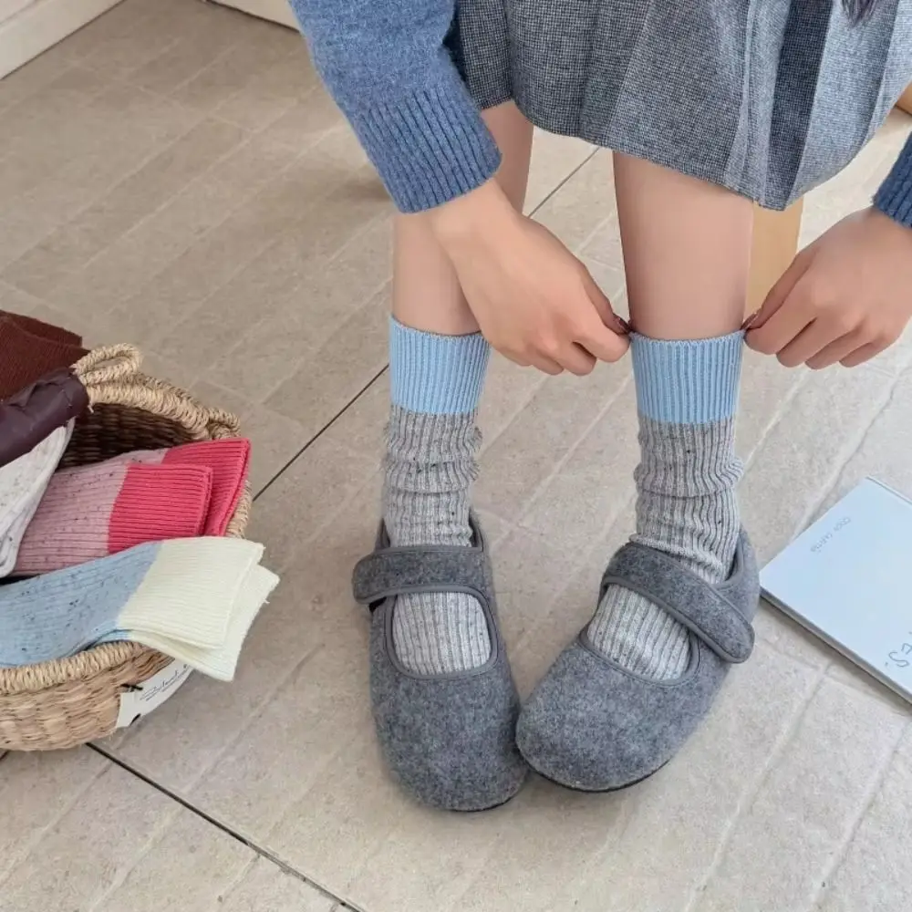 New Thick Warm Socks Soft Breathable Mixed-color Dot Women Stockings Cotton Colored Socks Female