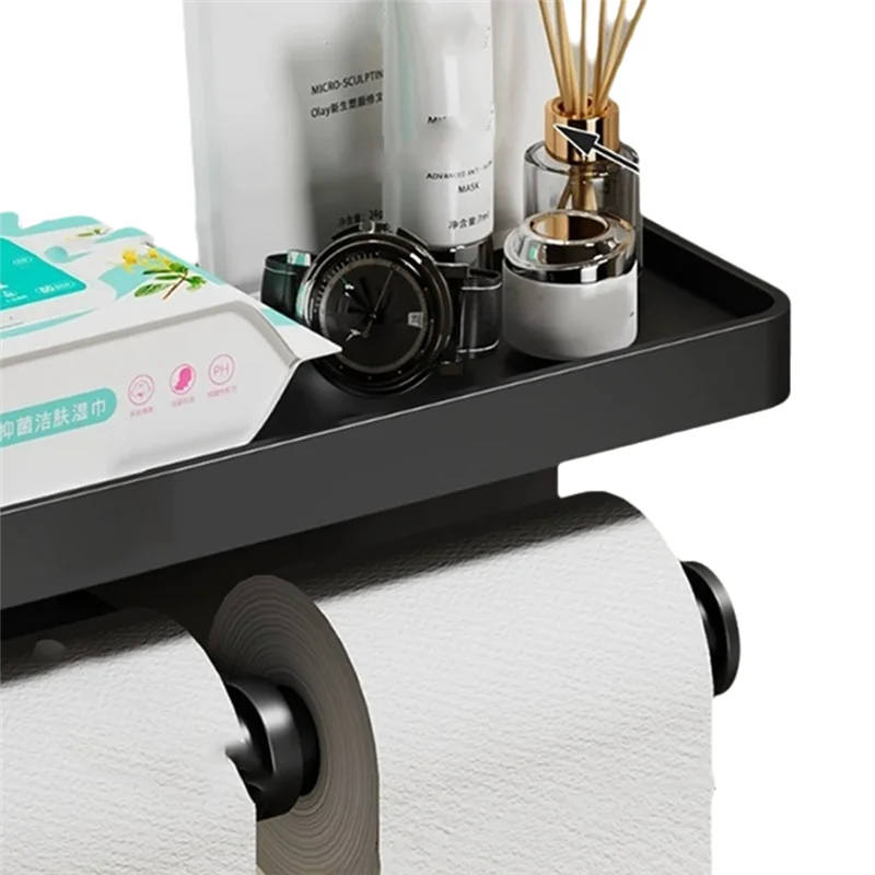 ABDJ-壁掛けアルミ合金トイレットペーパーホルダートイレットペーパー棚電話スタンド浴室用家庭用