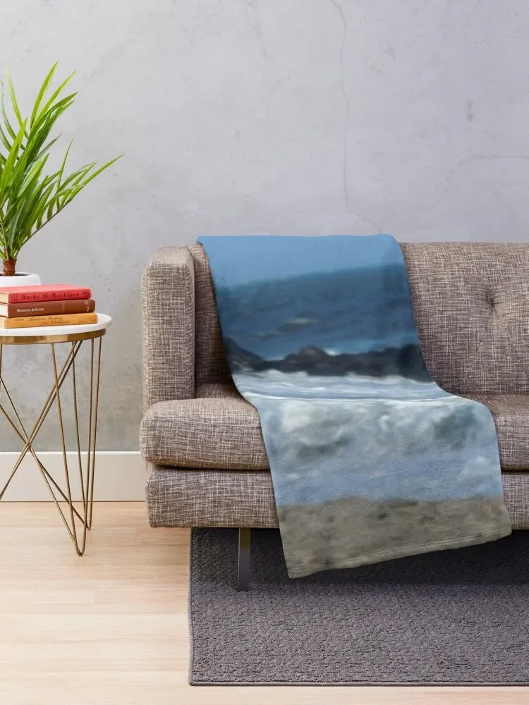 Ocean Beach Rocks Photography Cape May, New Jersey photo Throw Blanket Flannel Sofas Blankets