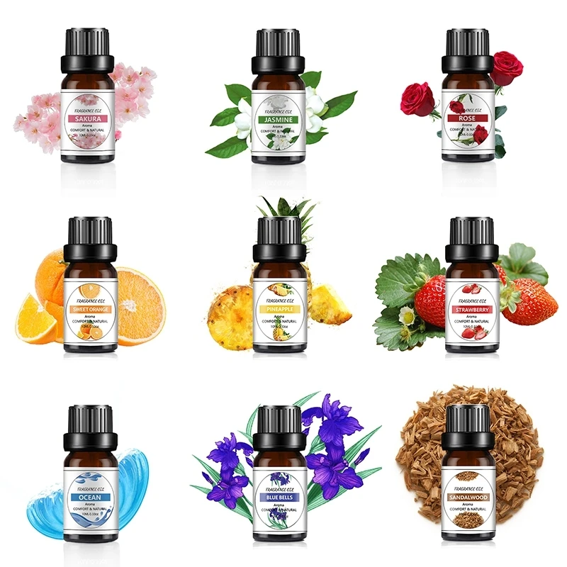 10 ml ätherisches Duftöl für DIY-Duftkerzen, Seifenherstellung, Diffusor, Vanille, Erdbeere, Jasmin, Aromatherapie-Diffusor