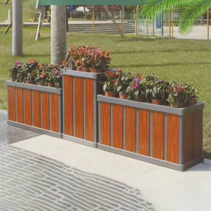 Modern Design High-Durable Aluminum Alloy Flower Pot Street Flower Boxes Indoor Outdoor Growing Planter for Home & Garden Use